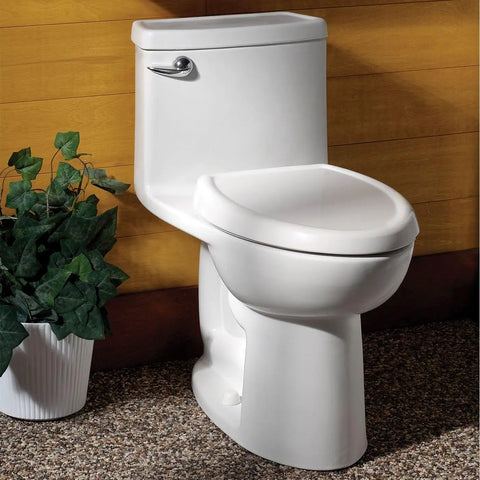 Cadet 3 Toilet Tank Cover 10 Inch White With EverClean Antimicrobial Surface Flat Tank Lid on a white toilet