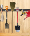Garage Wall Mount Tool Organizer With Heavy Duty Hooks 48 Inch Steel Yard And Garden Tool Holder Holds Up To 450 Lbs with tools