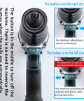 Powerful Heavy Duty Pro Grade Cordless Rivet Nut Gun With Dual 26V Batteries And Brushless Motor controls and buttons for operation overview.