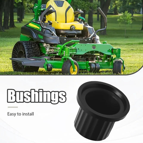 Replacement M167267 Bushing For John Deere Lawn Mowers Z235 Z255 Z335E Z355E Z335M Z345M Z345R Eight Piece Yoke Bushing Set Made From Waterproof Plastic And Rustproof Durable Fit For Deere Z Series Mowers black bushing shown with mower use