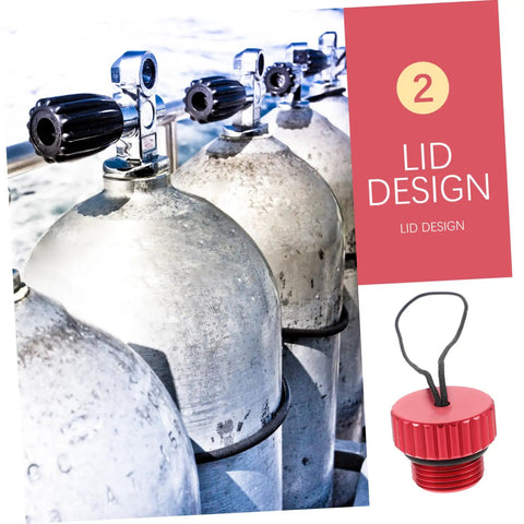 Scuba Tank Valve Cap Protector For Regulator And Air Cylinder Red Safety Cover displayed on scuba tanks, with design feature