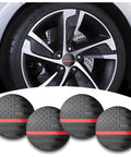 American Flag Wheel Center Caps And 56 Mm Hub Covers With Bold Black Red Detail For Fresh Auto Exterior Mods on a vehicle tire