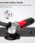 Premium Heavy Duty 4 1/2 Inch Angle Grinder With A Badass 7.5 Amp Motor and Ergonomic Auxiliary Handle showing removable rubber handle.