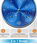 3 In 1 Wall Mounted Weather Station With Barometer Thermometer And Hygrometer Mechanical Movement No Battery Required