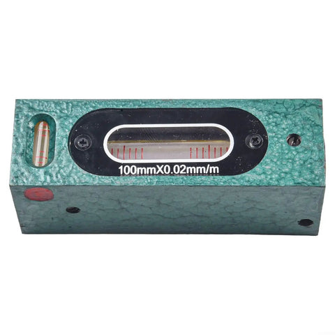 Noteflora Steel Bar for spirit Level 200mm 0.02mm Resolution Machinist Tool top view with bubble vials and textured green surface.