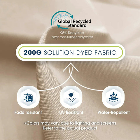 200G solution-dyed fabric details for 10ft Solar LED Offset Patio Umbrella With Cantilever Design Beige Shade