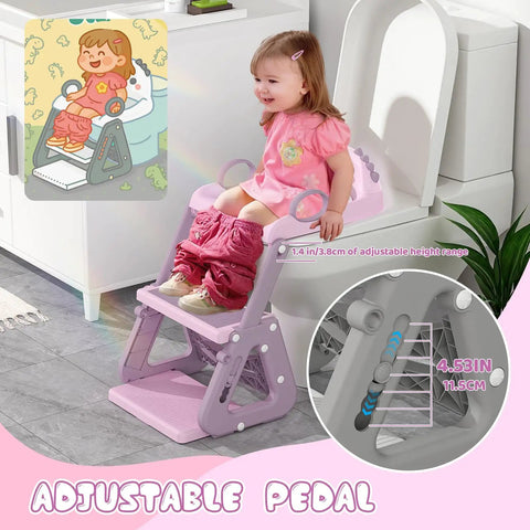 Rock Solid 2 In 1 Potty Training Seat With Quick Fold Step Stool For Toddlers And Kids Boys Girls Features Stable Triangle Frame Splash Guard Anti Slip Pads And Adjustable Height For Zero Hassle Learning