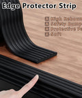 Heavy Duty Baby Proof Corner Guards And Edge Shields For Sharp Tables And Fireplaces Hella Comfy Foam Bumpers With Zero Residue Tape For Stress Free Living Rooms And Little Rascals Everywhere Black edge protector strip on wood.