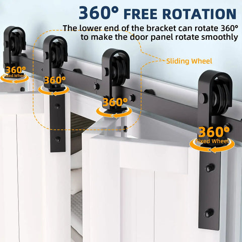 52 Inch Bi Fold Barn Door Hardware Track Kit For Four Closet Doors, Heavy Duty Sliding Barn Door System With Side Mounted Rollers, Smooth Quiet Operation And Easy Installation, Door Not Included