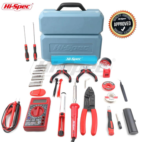 84 Piece Electronics Soldering Kit With Multimeter And Repair Tools For PCBs And Computers Including A 60W Soldering Iron And Blue ESD Mat