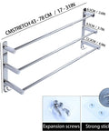 Retractable Towel Bar Rack In Stainless Steel 304, Adjustable 20-30 Inches, 3 Arm Bathroom Wall Organizer With Adhesive Mount