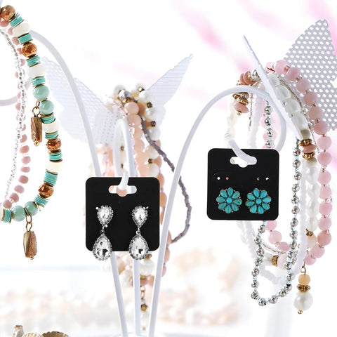 100 Pack Black Earring Display Cards With 6 Holes Each 5 X 5 Cm 2 By 2 In Jewelry Packaging Cards for Hanging Earrings on stand