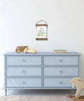 Jesus Loves Me This I Know Hanging Canvas For Kids Boho Rainbow Nursery Decor on wall above blue dresser