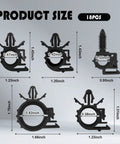 Five Size Car Wire Loom Clips Kit With Push In Design dimensions illustration