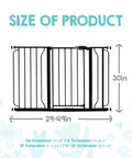 Diagram of Extra Wide Baby Gate 29 To 49 Inches For Doorways And Stairs, Pressure Mounted Safety Gate With Door, Easy Install, Black.