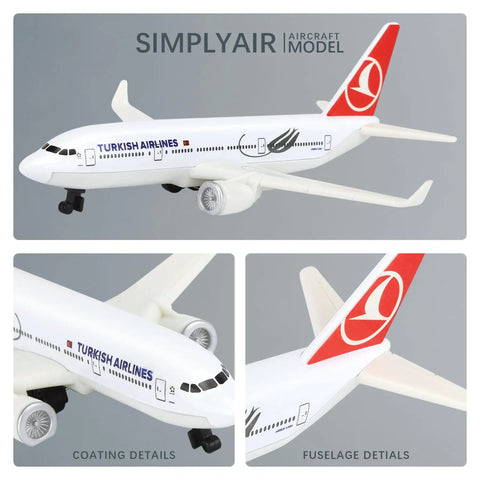 1/400 Airplane Model Ready To Display No Assembly Required Plastic Base Alloy Body Collectors Display Piece, top and detail views
