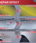 Before and after repair effect using Heavy Duty Auto Dent Repair Kit With 1380W Beast Induction Heater For Steel Surfaces.