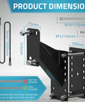 Universal Spare Tire Mount With Anti Theft Rope for Utility Trailers and Boats, dimensions and components displayed