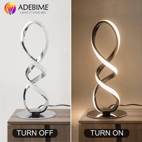LED Spiral Bedside Lamp With Stepless Dimming 12W 3000K Warm White Modern Nightstand Desk Light On and Off Modes