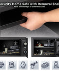 Heavy Duty Cabinet Safe Box With Lock Black Compact Home Safe For Cash And Valuables Small Safe For Home Security open with hand
