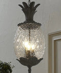 Lanai Collection 3 Light Outdoor Hanging Lantern In Black Coral Finish with pineapple-cut glass and leaf motifs