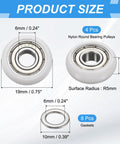 6x19x6mm Ball Bearing Guide Pulley Kit For Door Hardware And Gym Gear Four Nylon Round Wheel Pulleys With Double Metal Sealed Bearings Eight Stainless Steel Gaskets White