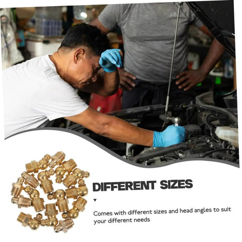 Mechanic using Grease Fitting Assortment Kit For Vehicles Trucks Applications With All In One Lubrication Nozzles