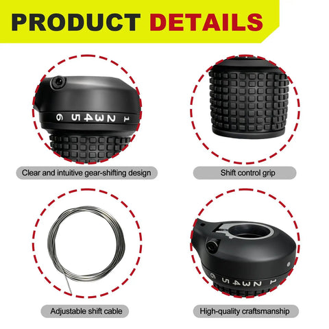 18 Speed MTB Shifter Set Left And Right Twist Shifters With Gear Cables And Non Slip Rubber Grips, product details overview