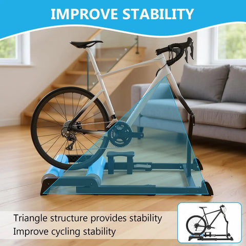 Detachable Indoor Bike Resistance Trainer With Quick Release Front Wheel No-Slip Balance Rack in home setting