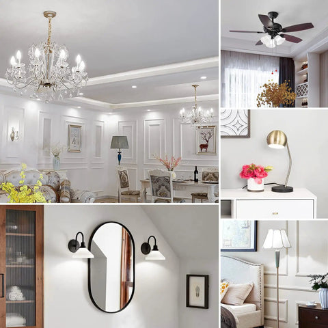 Elegant home interiors lit by Crisp Daylight LED Candelabra Bulbs 40W Equivalent, 4W E12 Small Base, Type B Bulbs for ceiling fans