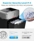 Heavy Duty Office Shredder 24 Sheet Cross Cut P4 High Security 40 Min Continuous Run Time 9 Gallon Bin Ultra Quiet 55dB Commercial Grade