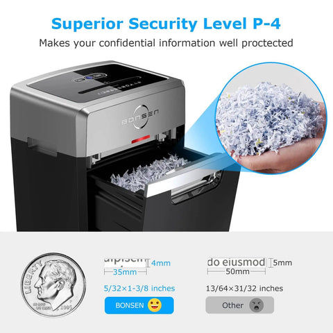 Heavy Duty Office Shredder 24 Sheet Cross Cut P4 High Security 40 Min Continuous Run Time 9 Gallon Bin Ultra Quiet 55dB Commercial Grade