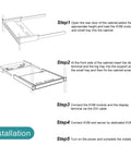 Installation steps for No Sweat Plug And Play Eight Port Kvm Switch With Seventeen Inch Lcd Rack Console in a cabinet.