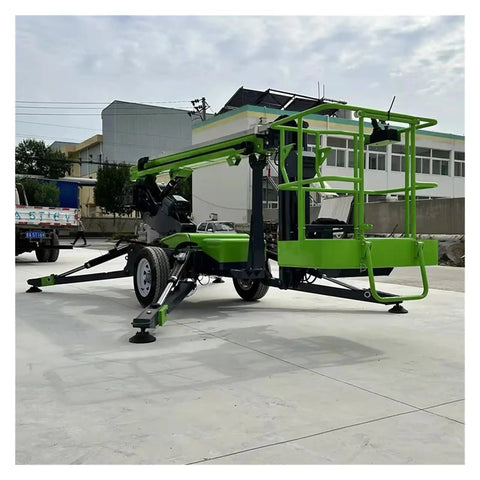 Trailer Mounted Articulating Telescopic Boom Lift Cherry Picker Spider Aerial Work Platform Towable Job Site Heavy Duty Steel Rig With Overload Protection Ready To Roll Built Like A Tank Tough Enough For Any Grind And Smooth Sailing Through The Day