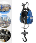 Heavy Duty 250kg Electric Hoist With Wireless Remote Control And 30M Lifting Capacity Featuring Powerful 1600W Copper Motor, blue design.