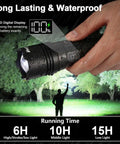 Ultra Bright 100000 Lumen Rechargeable Flashlight With Ultra Long Range Beam Up To 3280 Feet USB C Charging Lasts 15 Hours