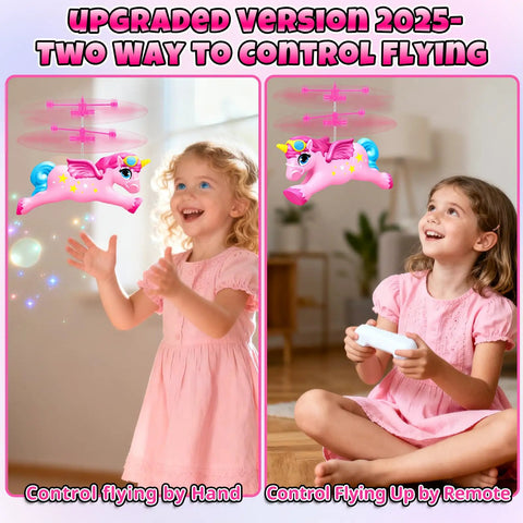 Magical Flying Unicorn Toy For Girls With LED Lights Fairy Flying Ball Helicopter Drone For Indoor Play Cute Unicorn Gift