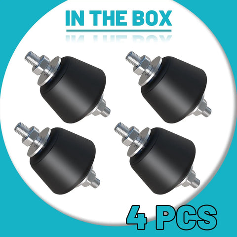 Kill The Rattle With Four Pack Anti Vibration Rubber Isolator Mounts M8 Shock Absorbers And Nuts For Air Compressors Mini Splits Engines Pumps Solid Hold - set of 4 rubber mounts with metal fasteners.