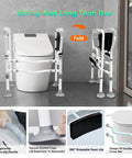 Heavy Duty Toilet Safety Frame With Suction Cups And Anti Slip Handrails No Tool Installation Adjustable Height And Width