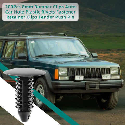 Badass Heavy Duty Auto Bumper Clips For Cars Trucks And Suv Road Ready 100 Piece Plastic Rivet Fasteners close-up of 8mm push pin