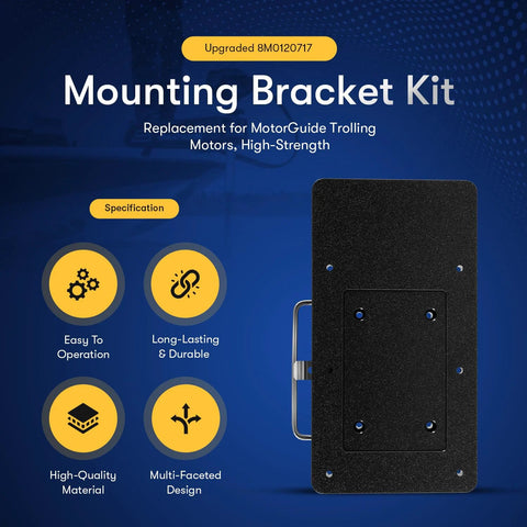 High-strength quick-release trolling motor bracket with specifications for easy operation and durability, replacement for MotorGuide.