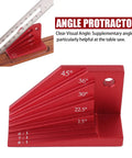 Bevel Gauge Block For Woodworking Universal Miter Angle Finder With 15 To 45 Degree Presets in red aluminum for precise angles