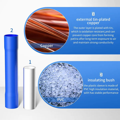 Butt Splice Crimp Connectors Kit For 22-10AWG Wire DIY Friendly 120 Piece with copper and PVC materials