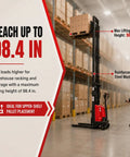 3300 LB Capacity Semi Electric Stacker And Compact Pallet Jack That Slips Into Tight Warehouse Spaces Like A Dream lifting pallets to 98.4 inches