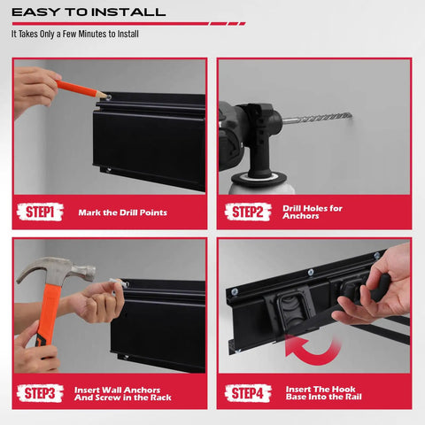 Heavy Duty Garage Wall Organizer With Adjustable Hooks Wall Mount Tool Rack For Garden Gear Holds Up To Three Hundred Pounds No Sweat Install Kit Features Three Rugged Panels Eight Flex Hooks And Mounting Straps