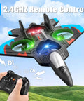 V32 Foam Remote Control Airplane With Light 360 Degree Flip Fighter Jet for Kids shown flying with 2.4GHz remote control.