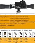 Heavy Duty Adjustable Cable Stripper Cutter Machine With Gauge Wire Insulation Removal Tool featuring aluminum alloy handles and precise depth gauge.