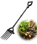Heavy Duty 5 Tine Garden Fork With D Grip Handle 69 Inch Spading Fork For Loosening Soil Composting Harvesting And Farm Work
