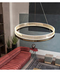 LED s LED Pendant Lights Modern Acrylic Creative Ceiling Pendant Lamp Ring Indoor Lighting for Living Room Bedroom Kitchen Hang Lamps, Gold D60 cm.