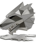 Wolf Head Welding Practice Kit For Beginners And Pros, 14 Pieces Of 201 Stainless Steel Sheets forming a metal wolf sculpture.